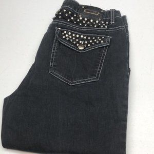 PREMIUM TRULUXE BLACKWASH SLIM-CUT JEANS 31/12x30 CRYSTALS 💎